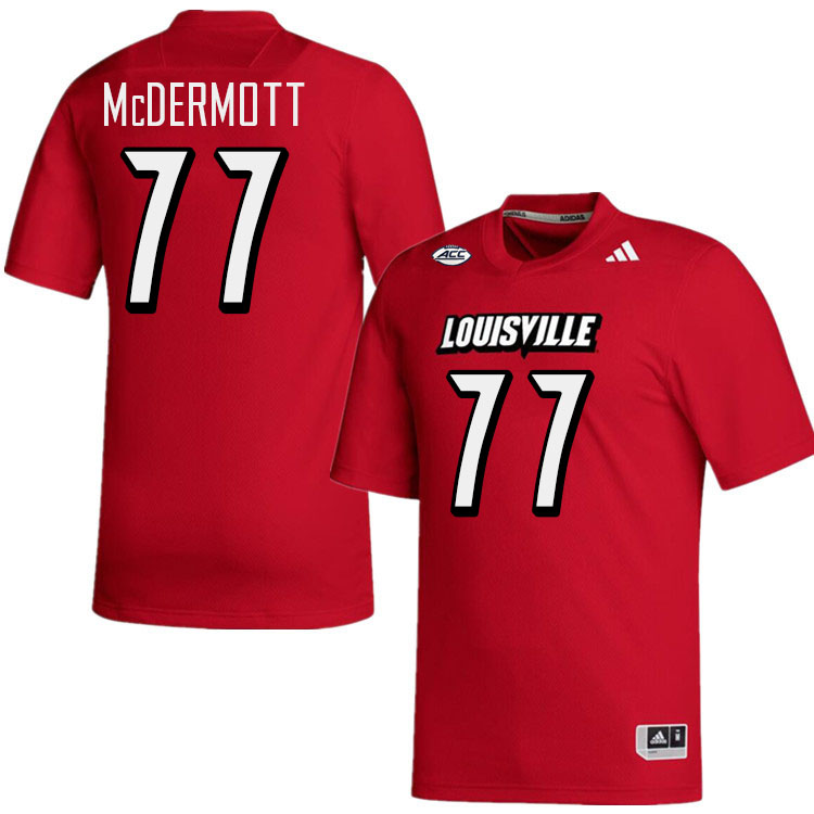 Men #77 Ransom McDermott Louisville Cardinals College Football Jerseys Stitched-Red